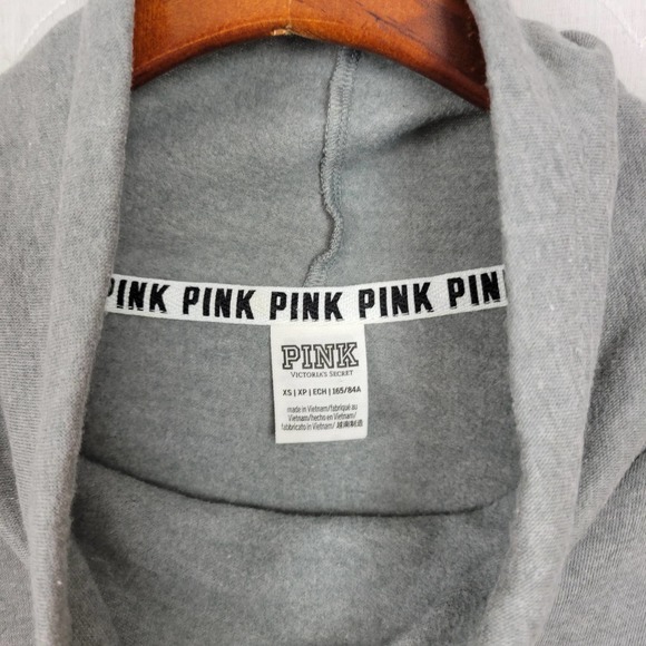 PINK Victoria's Secret Womens Sweatshirt Size XS Gray Cowl Neck Cropped Pullover - Picture 7 of 7